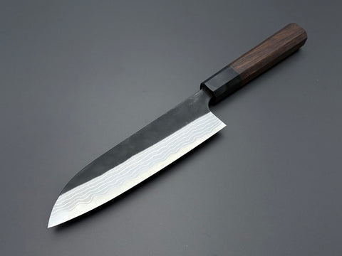 Yoshimi Kato White #2 Damascus Kurouchi Santoku