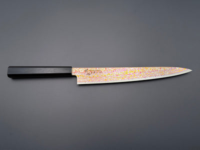 Hatsukokoro Kujaku V-Toku2 Rainbow Damascus Sujihiki 270mm