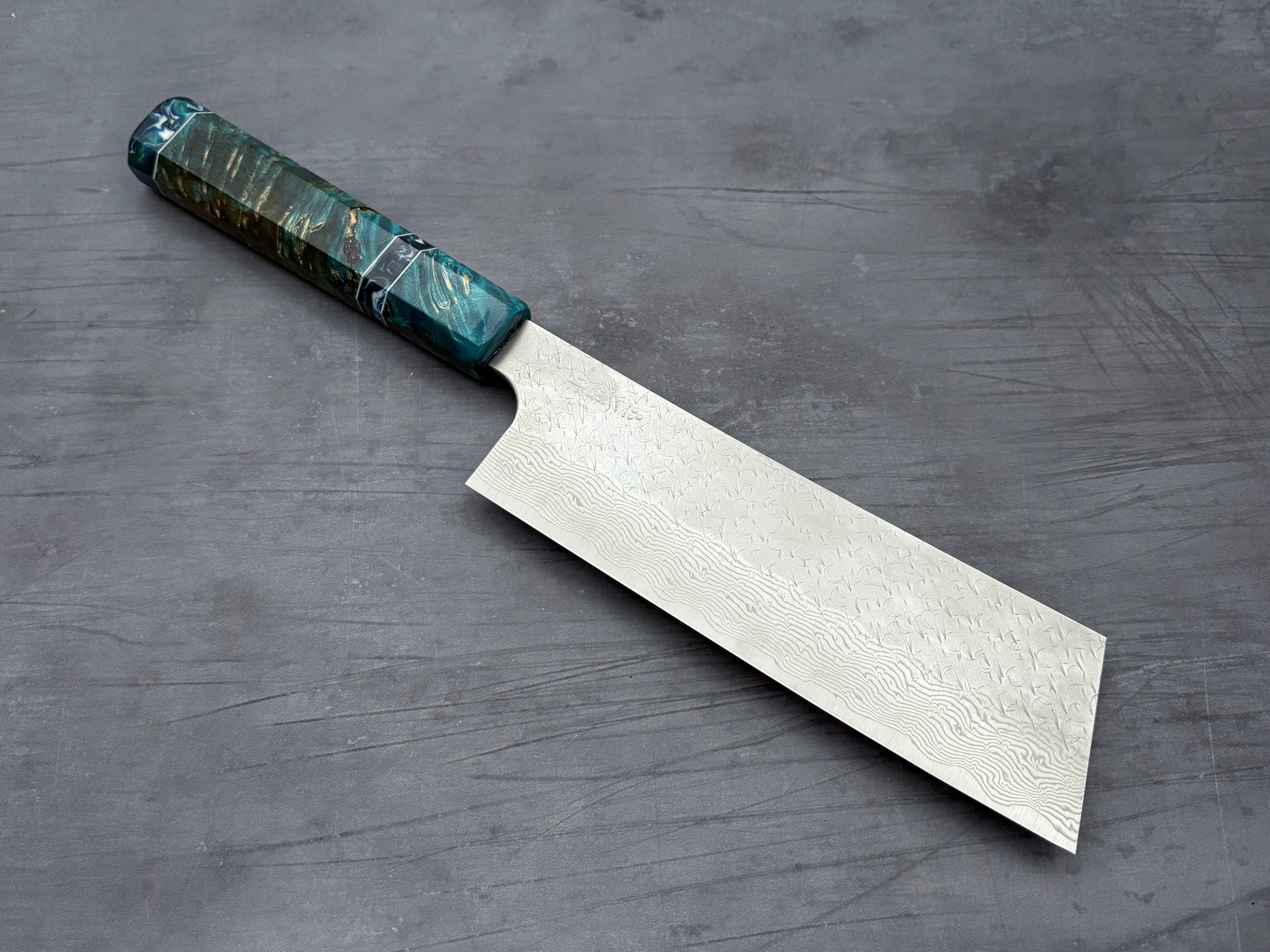 Nigara Hamono SG STRIX Damascus Nakiri x Letshandlethis