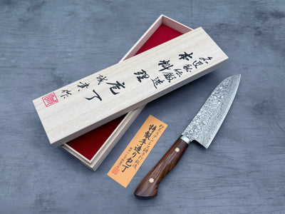Shigeki Tanaka R2 Damascus Ironwood Santoku