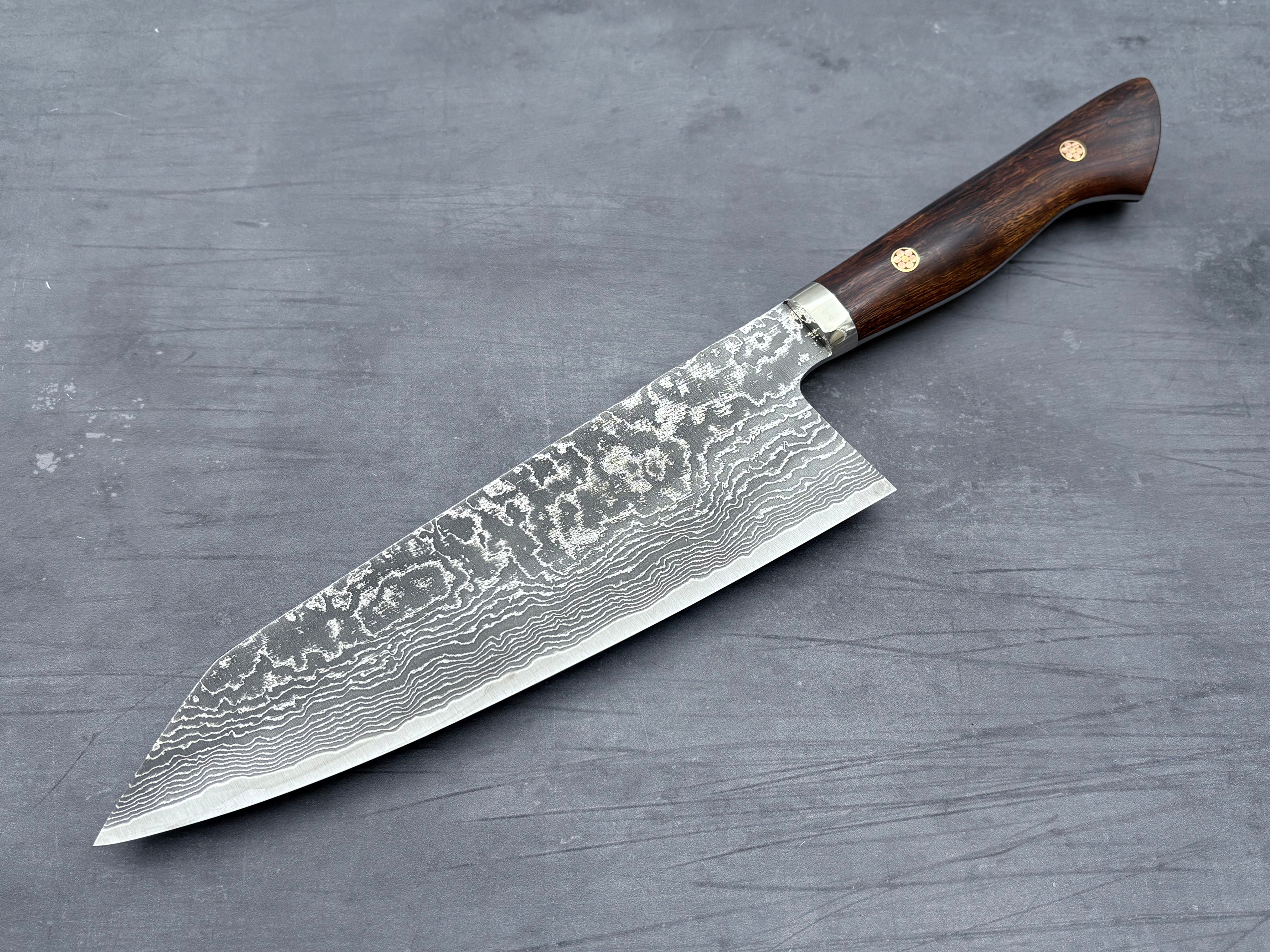 Shigeki Tanaka R2 Damascus Ironwood Extra-Tall Kiritsuke Gyuto 210mm