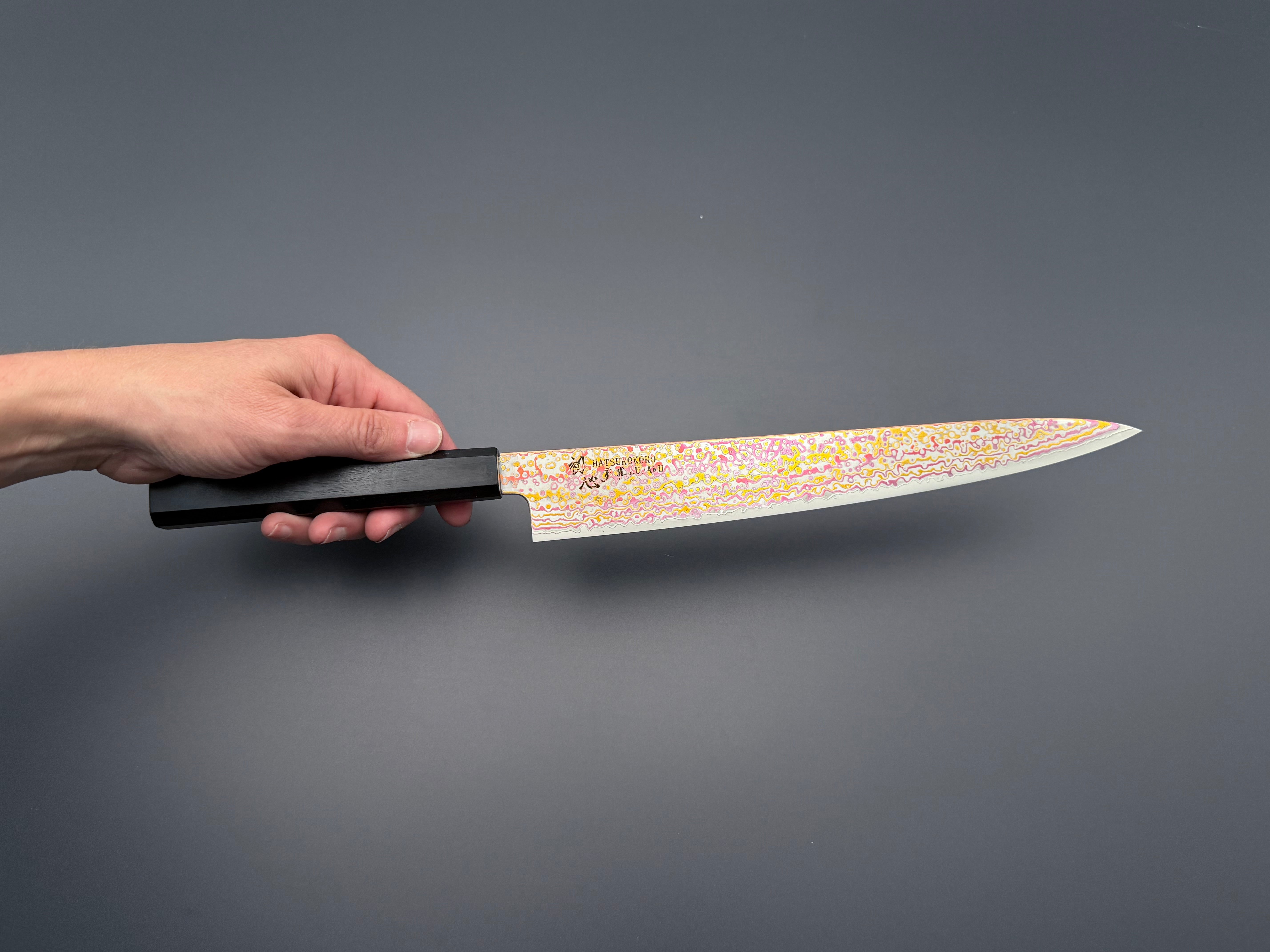 Hatsukokoro Kujaku V-Toku2 Rainbow Damascus Sujihiki 270mm