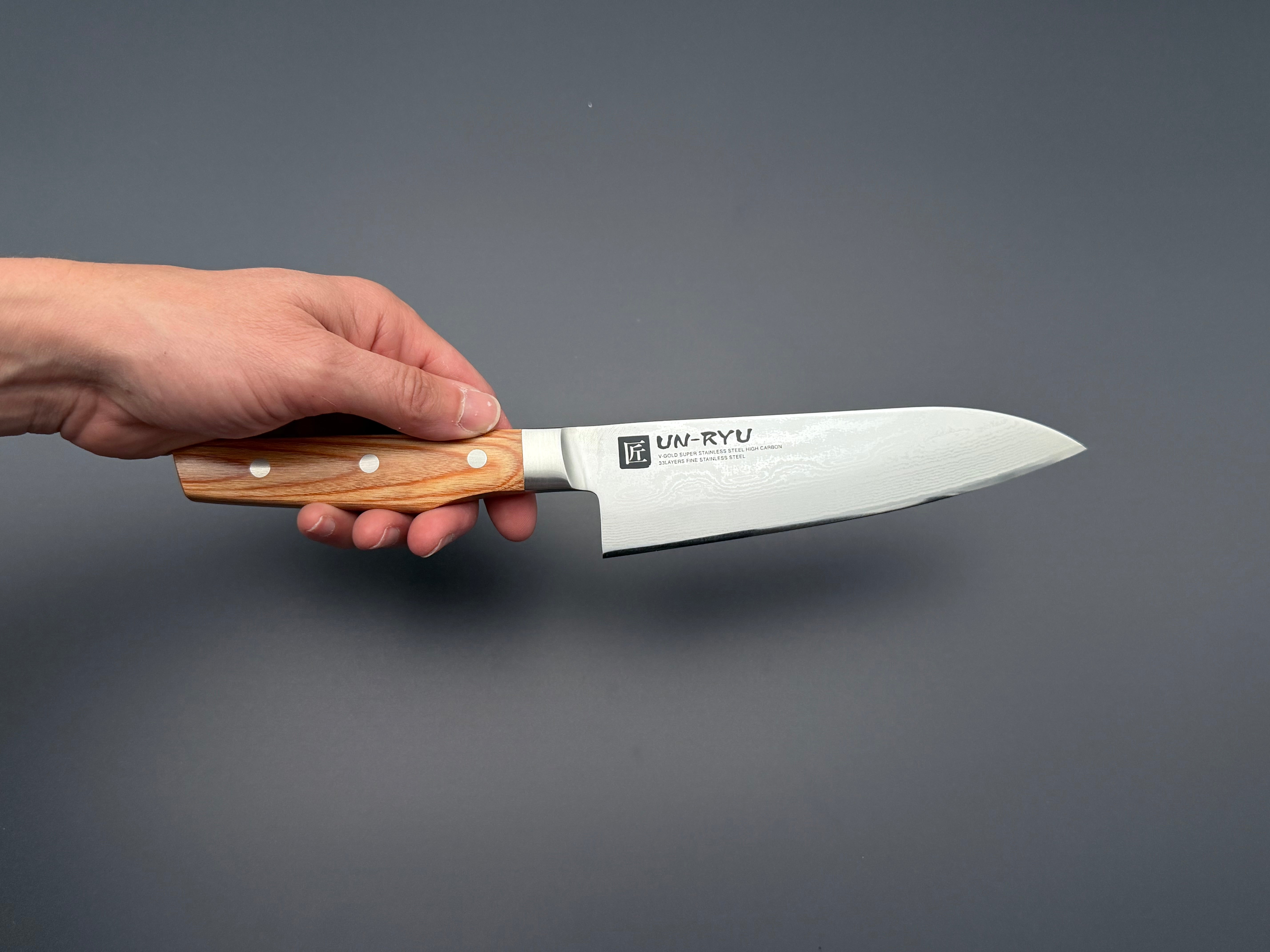 Shimomura Un-Ryu VG10 Damascus Santoku