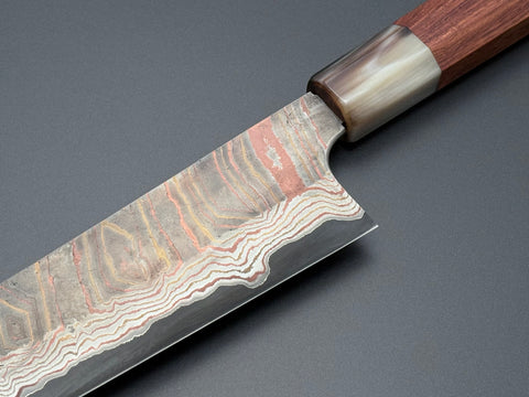 Hatsukokoro Irodori Blue #2 Rainbow Damascus Gyuto 210mm - South Vietnamese Rosewood