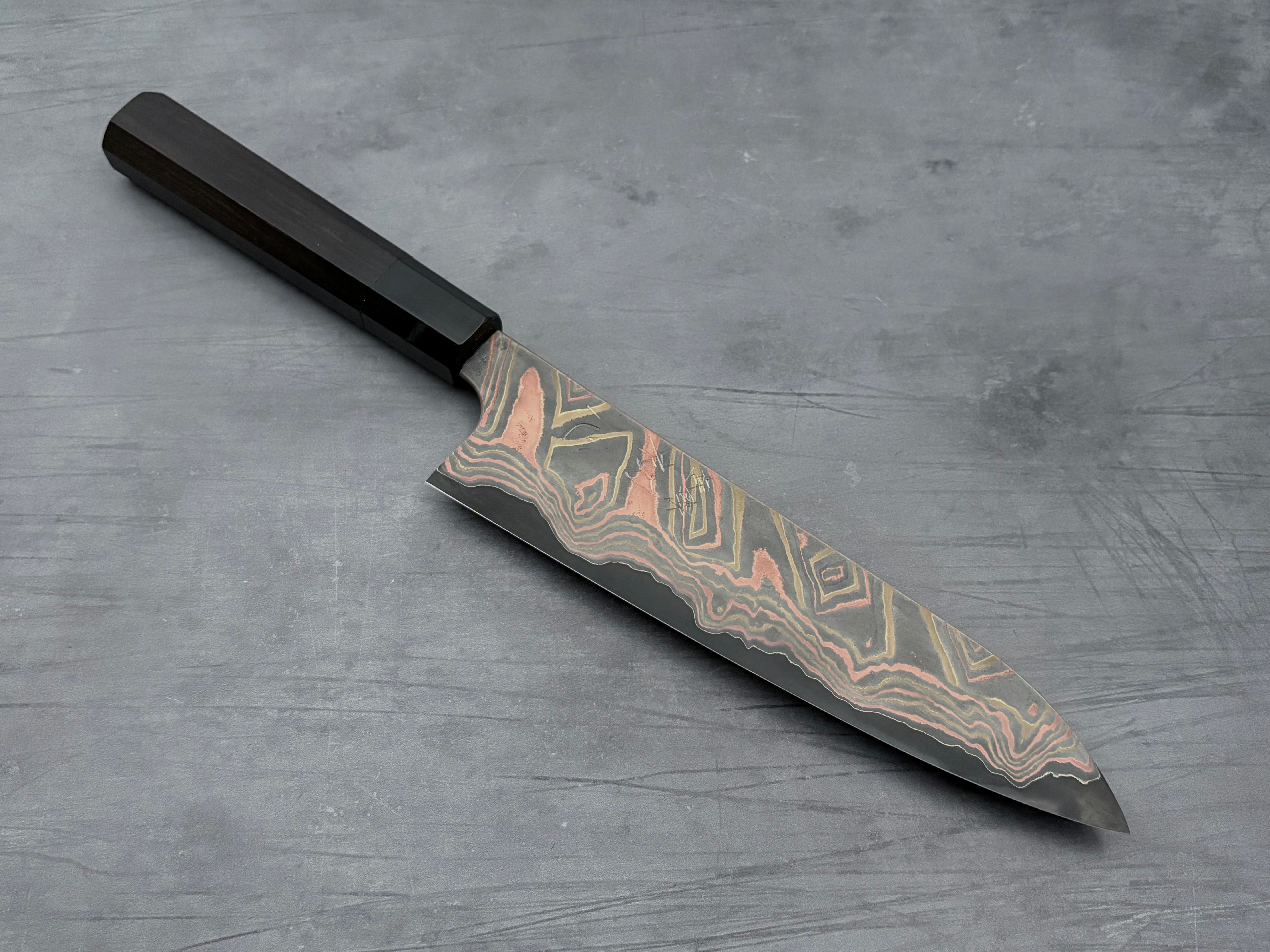 Hatsukokoro Irodori Blue #2 Rainbow Damascus Gyuto 210mm