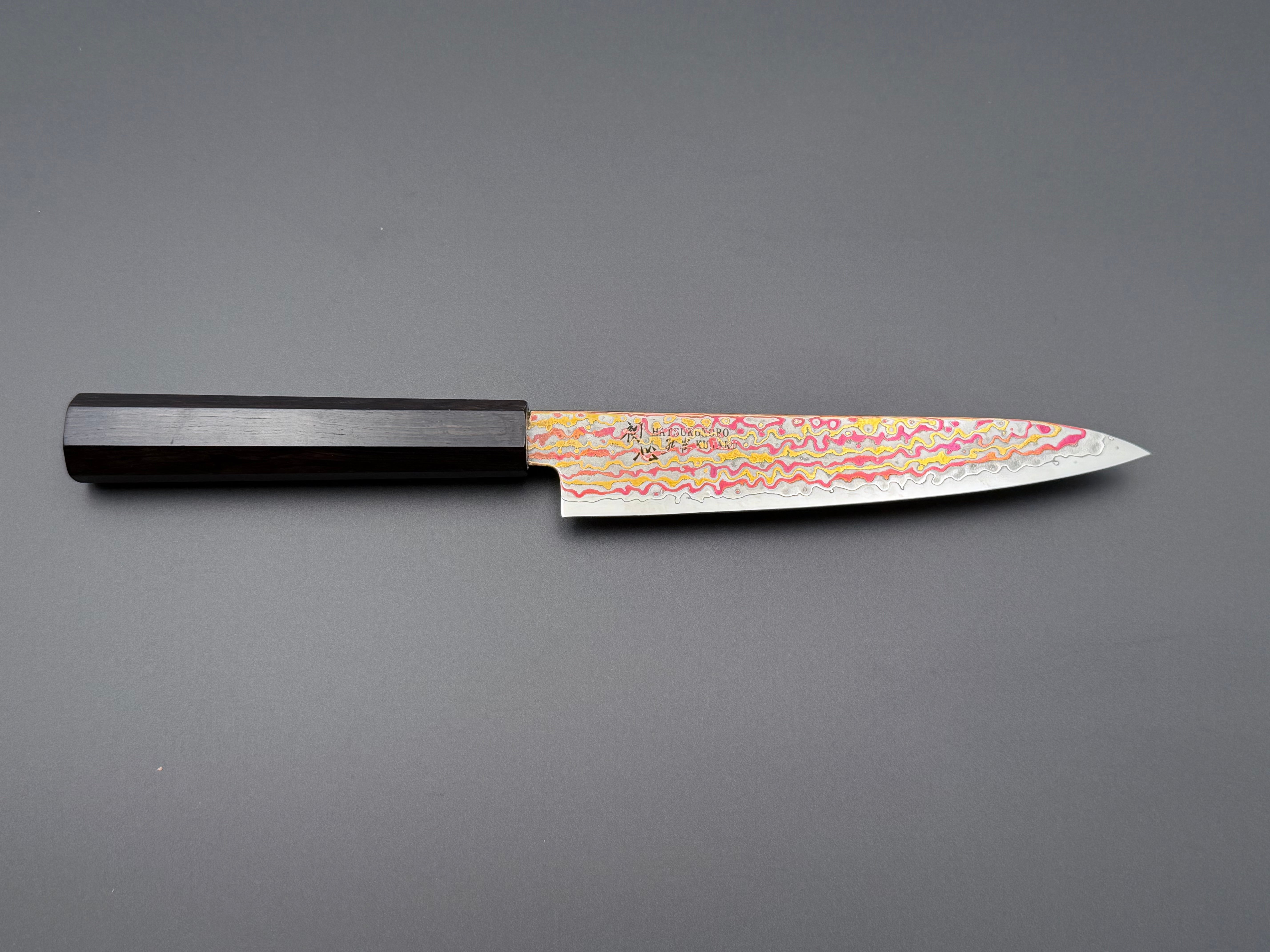 Hatsukokoro Kujaku V-Toku2 Rainbow Damascus Petty 150mm