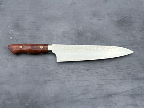 Yoshimi Kato SG2 Tsuchime Gyuto 210mm with karin wood handle