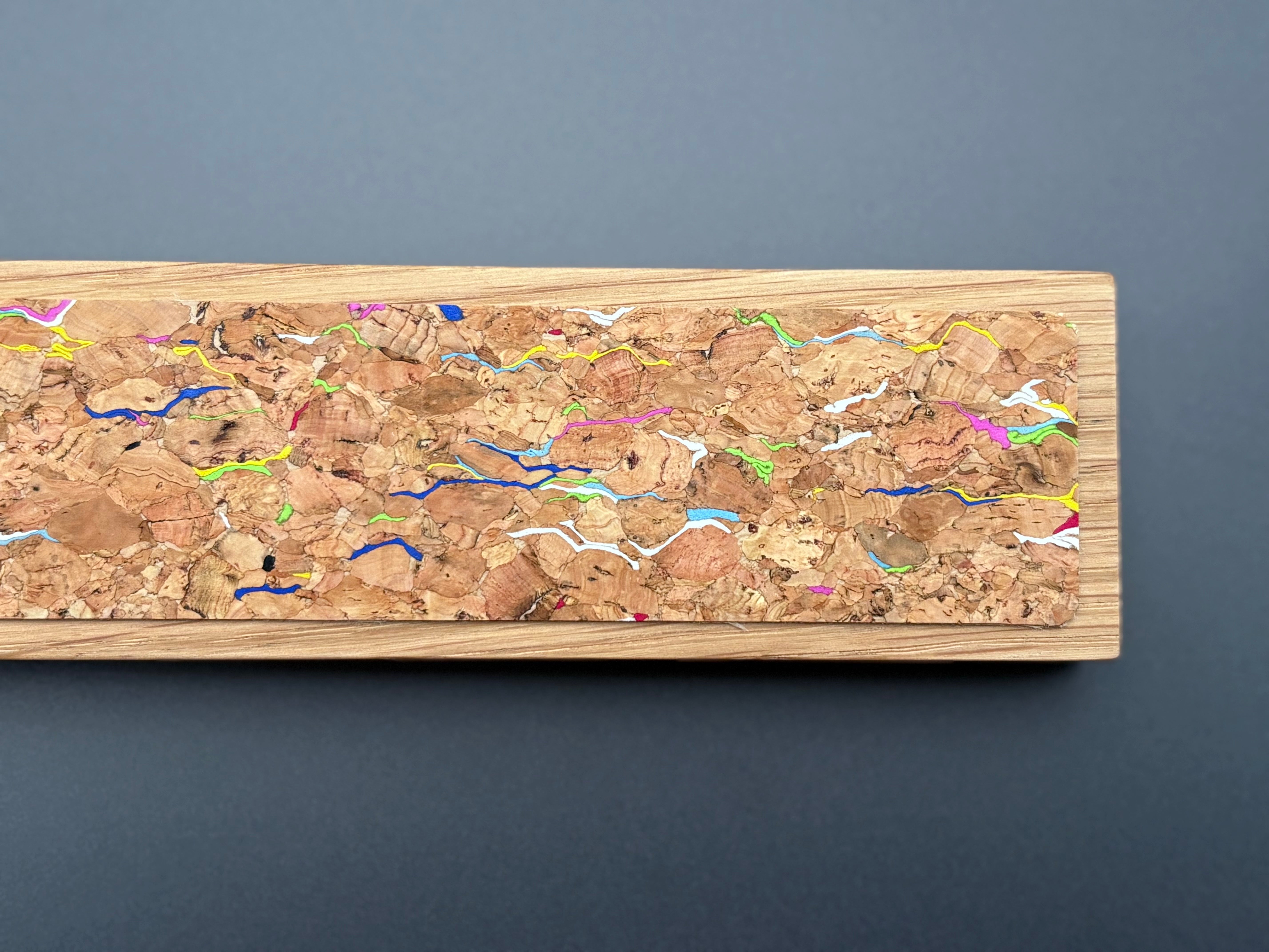 Handmade Oak & Rainbow Cork Magnetic Knife Rack