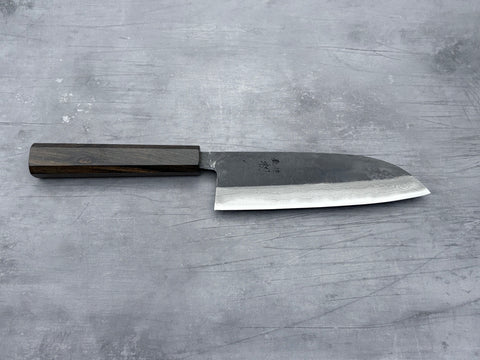 Hatsukokoro Shikkoku Blue #2 Damascus Santoku