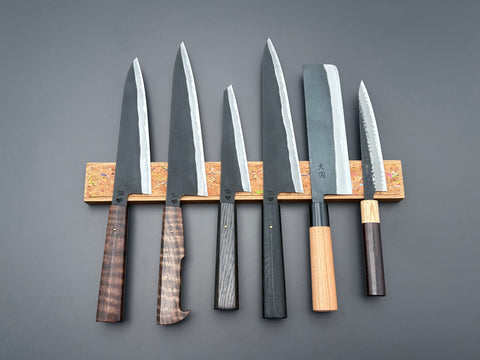 Handmade Oak & Rainbow Cork Magnetic Knife Rack