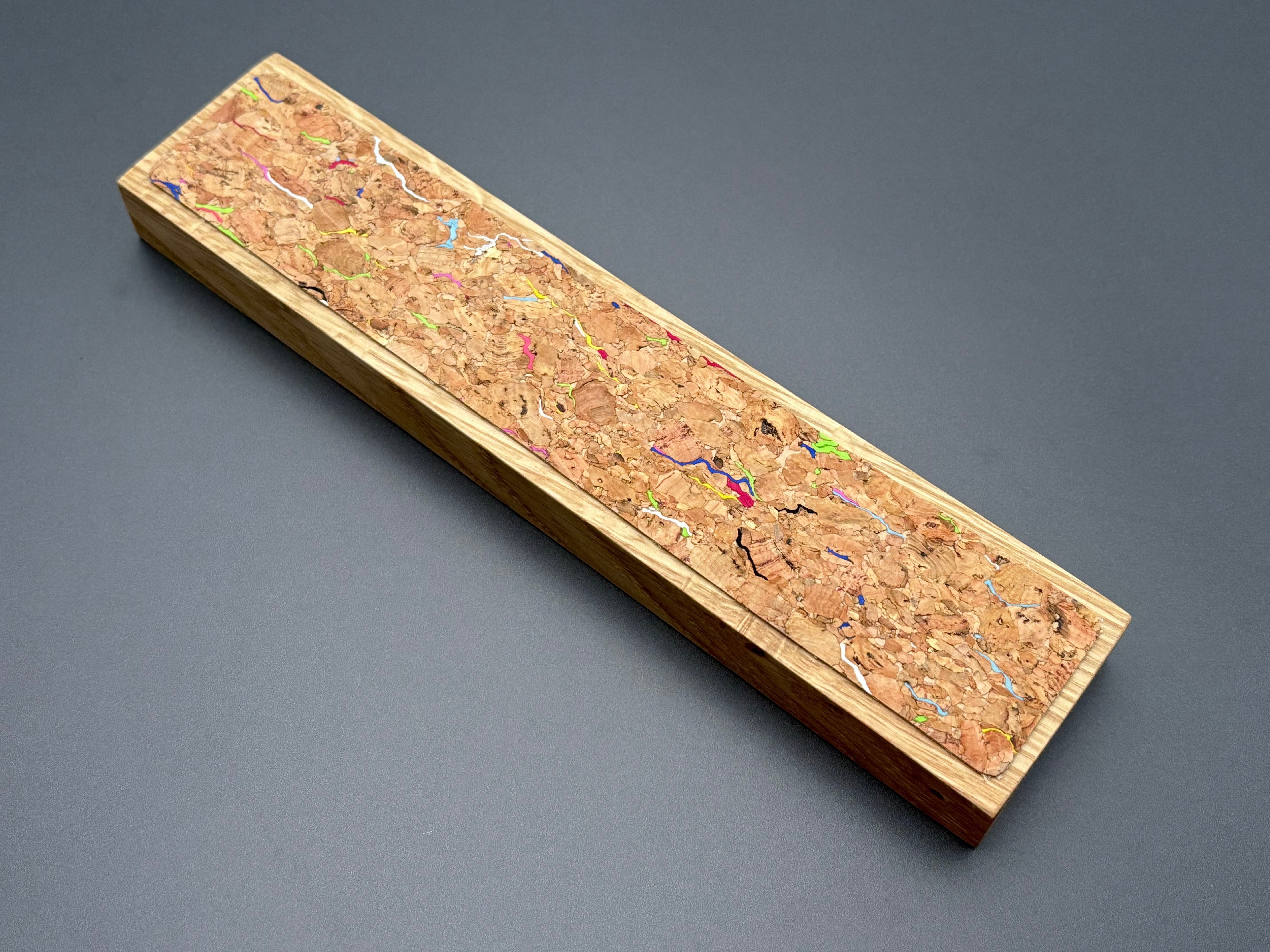 Handmade Oak & Rainbow Cork Magnetic Knife Rack