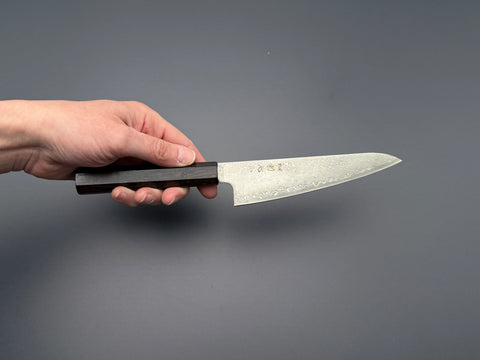 Hatsukokoro Hikari SLD Kurozome Damascus Ko-Santoku 150mm
