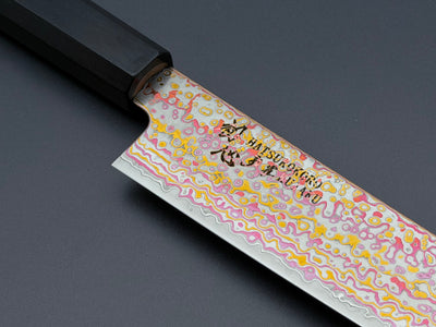 Hatsukokoro Kujaku V-Toku2 Rainbow Damascus Sujihiki 270mm