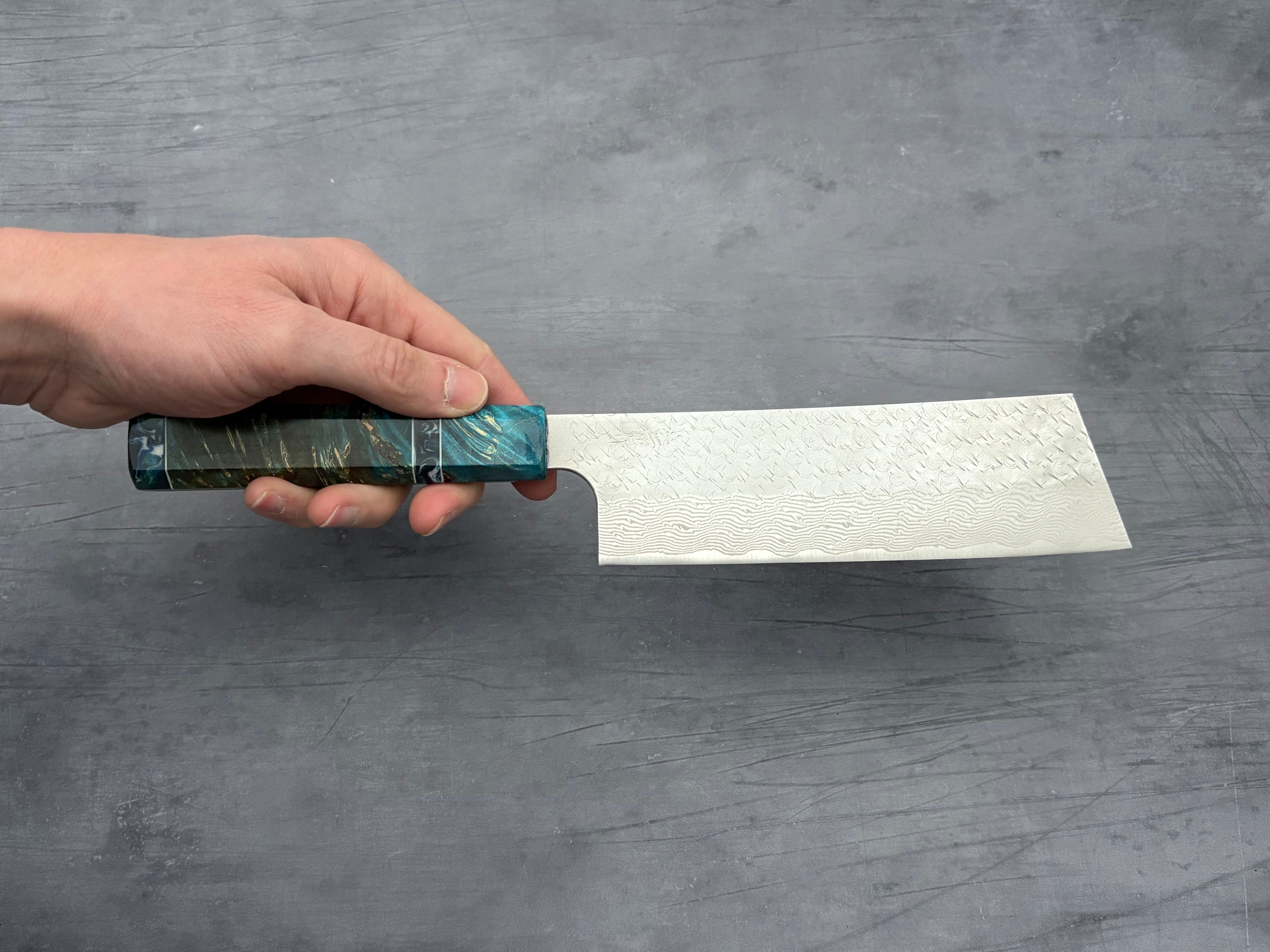 Nigara Hamono SG STRIX Damascus Nakiri x Letshandlethis