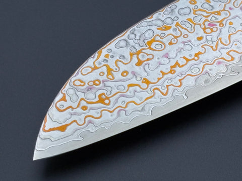 Hatsukokoro Kujaku V-Toku2 Rainbow Damascus Santoku
