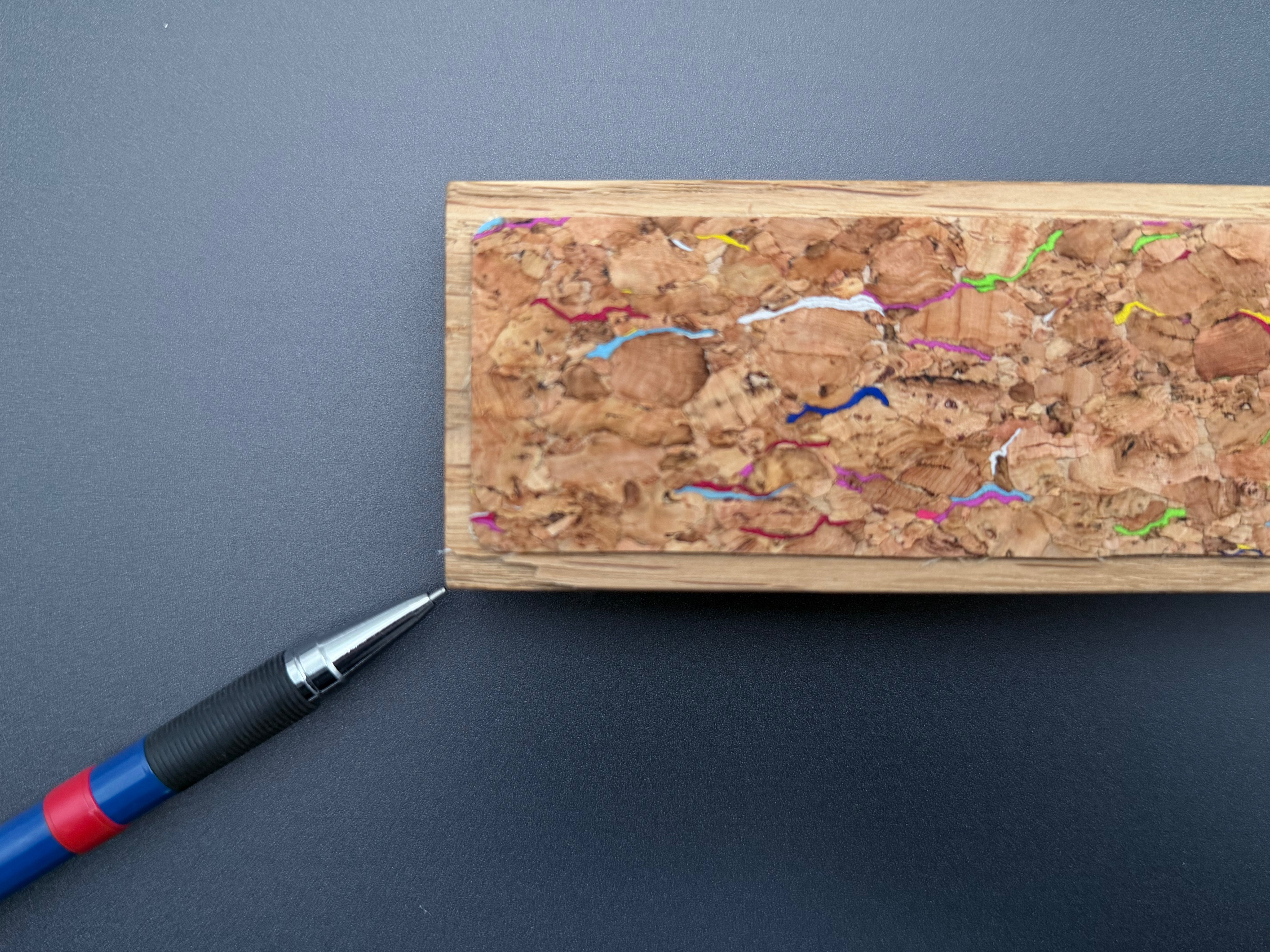 SECOND - Handmade Oak & Rainbow Cork Magnetic Knife Rack (60cm)