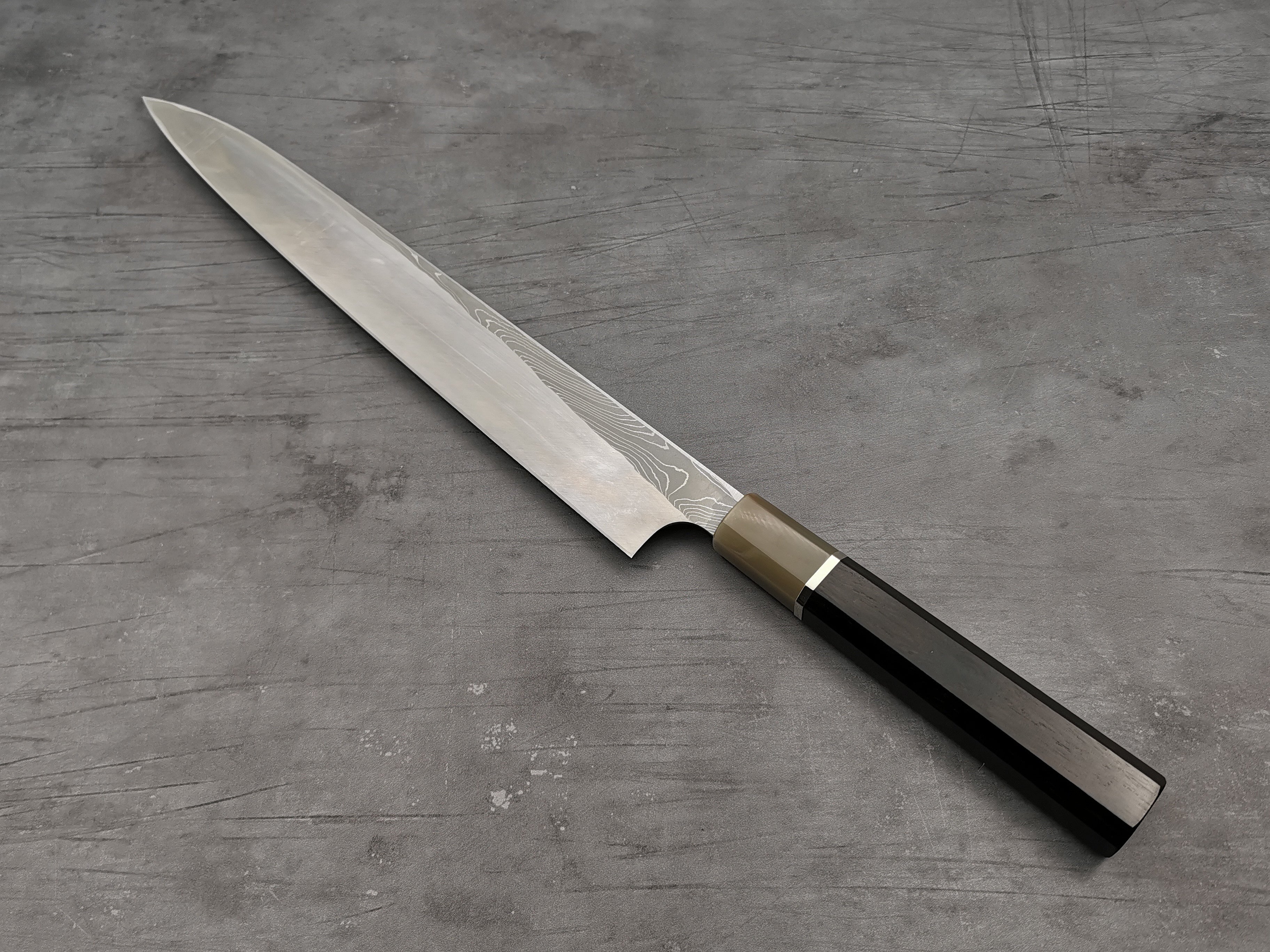 Nigara Hamono Blue #2 Twisted Damascus Yanagiba 300mm