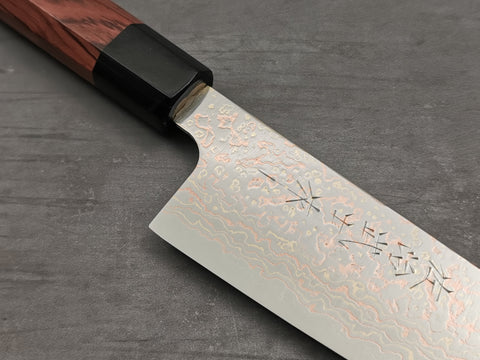 Takeshi Saji VG10 Rainbow Damascus Kengata Santoku