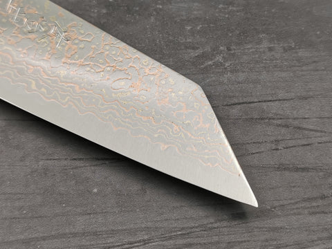 Takeshi Saji VG10 Rainbow Damascus Kengata Santoku