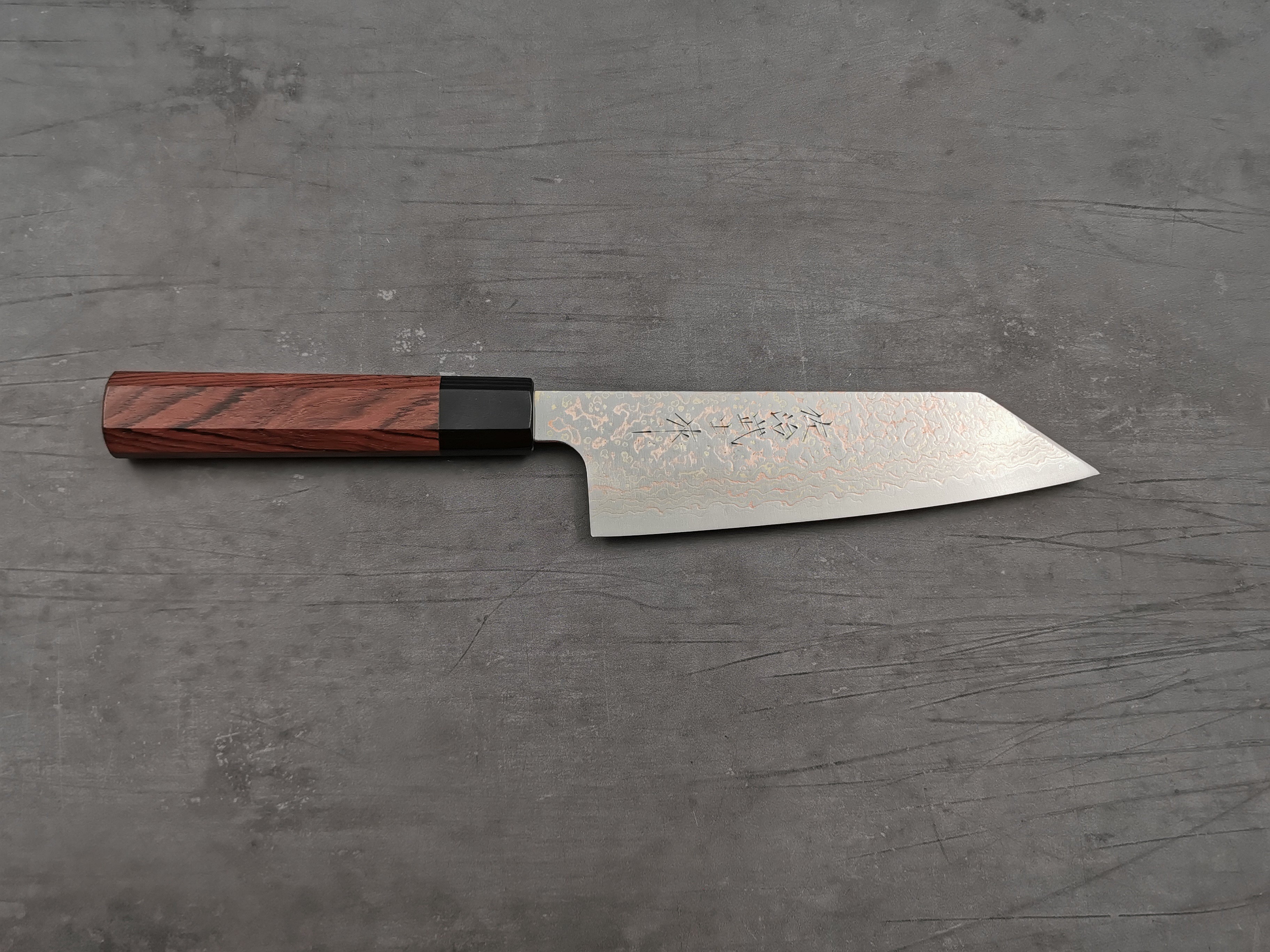 Takeshi Saji VG10 Rainbow Damascus Kengata Santoku