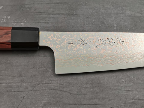 Takeshi Saji VG10 Rainbow Damascus Kengata Santoku