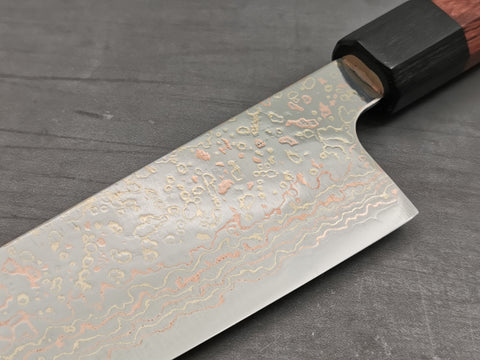 Takeshi Saji VG10 Rainbow Damascus Kengata Santoku