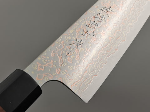 Takeshi Saji VG10 Rainbow Damascus Kengata Santoku