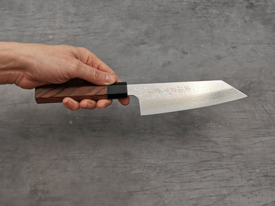 Takeshi Saji VG10 Rainbow Damascus Kengata Santoku