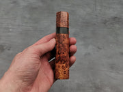 Two-tone Amboyna burl with streaky horn spacer handle from @Letshandlethis