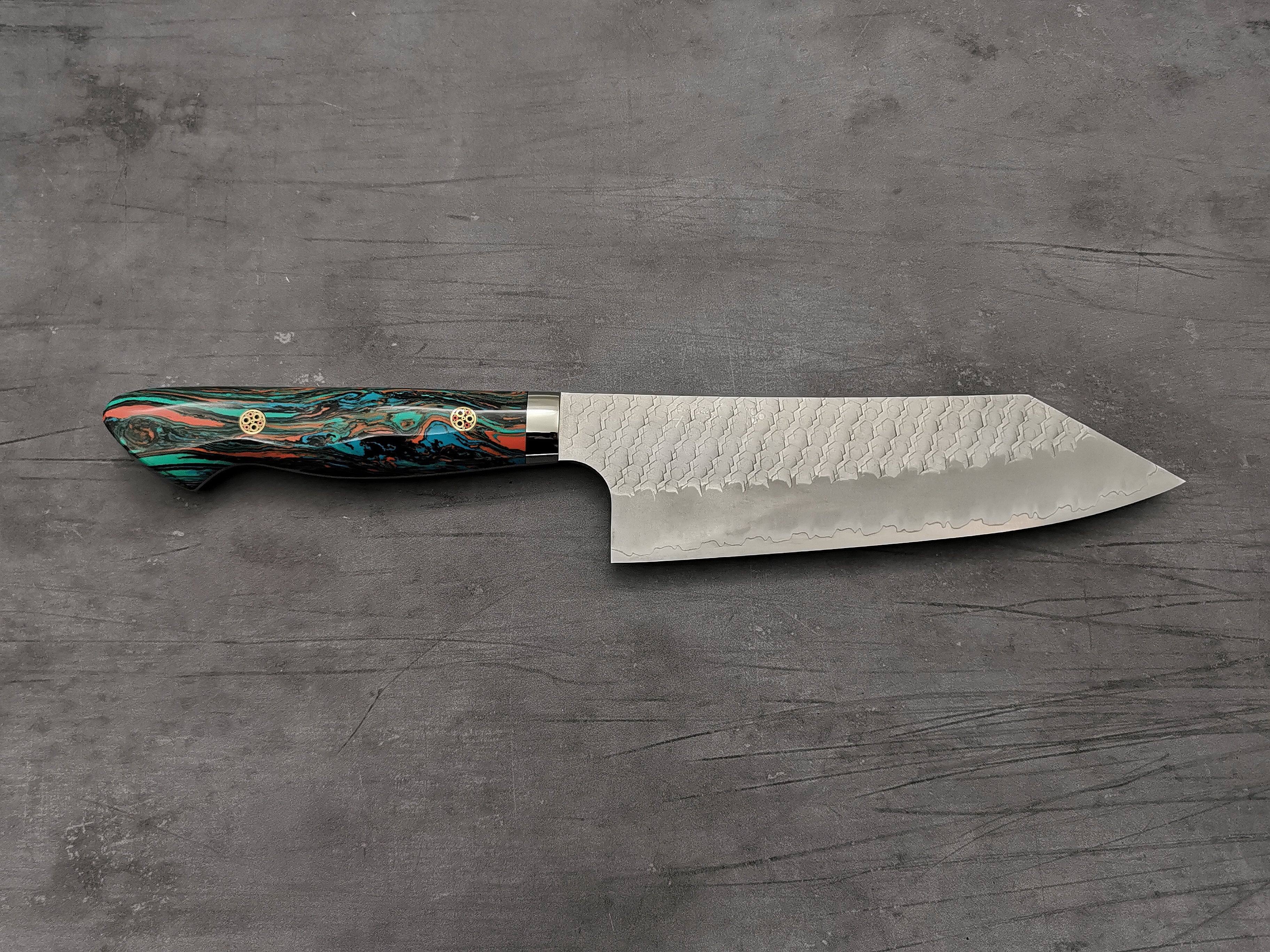 Nigara Hamono SG2 Tsuchime Bunka with Turquoise Handle – Cutting