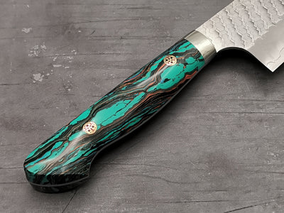 Nigara Hamono SG2 Tsuchime Santoku with Turquoise Handle