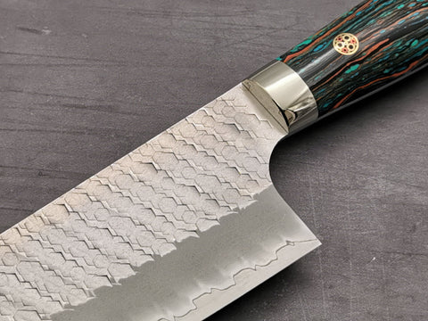 Nigara Hamono SG2 Tsuchime Santoku with Turquoise Handle