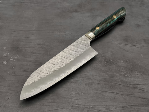 Nigara Hamono SG2 Tsuchime Santoku with Turquoise Handle