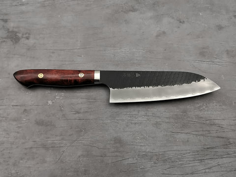 Nigara Hamono SG2 Tsuchime Santoku with Karin Wood Handle