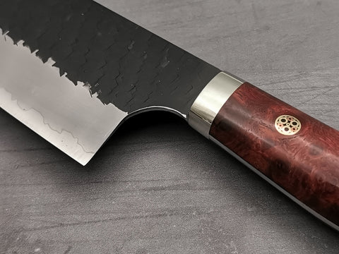 Nigara Hamono SG2 Tsuchime Santoku with Karin Wood Handle