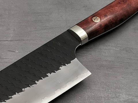 Nigara Hamono SG2 Tsuchime Santoku with Karin Wood Handle