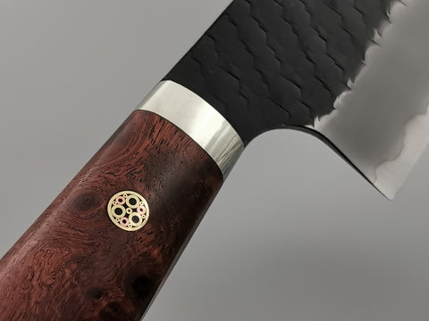 Nigara Hamono SG2 Tsuchime Santoku with Karin Wood Handle