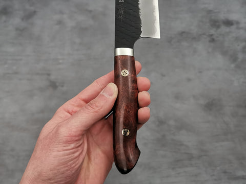 Nigara Hamono SG2 Tsuchime Santoku with Karin Wood Handle