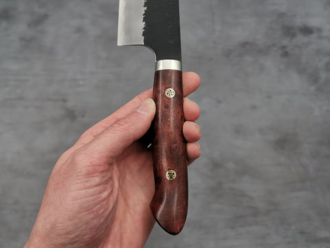 Nigara Hamono SG2 Tsuchime Santoku with Karin Wood Handle