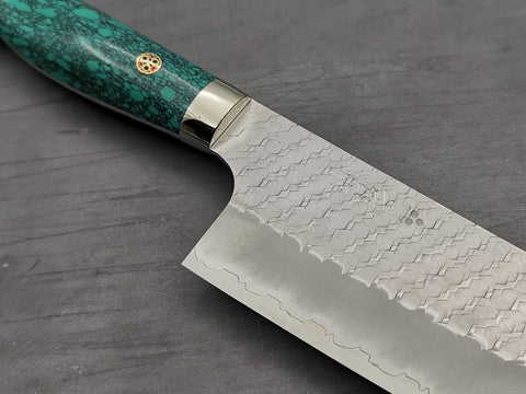 Nigara Hamono SG2 Tsuchime Kiritsuke Nakiri with Green Turquoise Handle