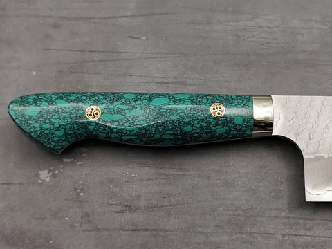 Nigara Hamono SG2 Tsuchime Kiritsuke Nakiri with Green Turquoise Handle