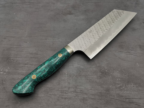 Nigara Hamono SG2 Tsuchime Kiritsuke Nakiri with Green Turquoise Handle