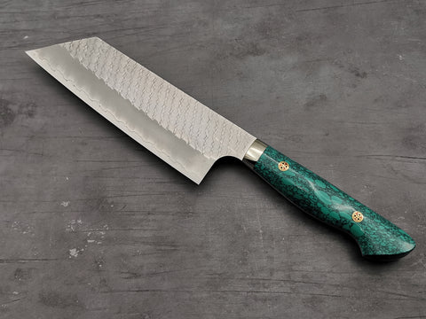 Nigara Hamono SG2 Tsuchime Kiritsuke Nakiri with Green Turquoise Handle