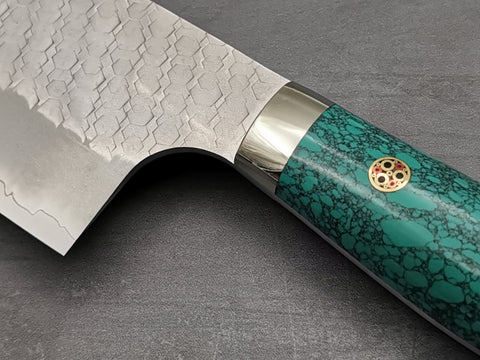 Nigara Hamono SG2 Tsuchime Kiritsuke Nakiri with Green Turquoise Handle