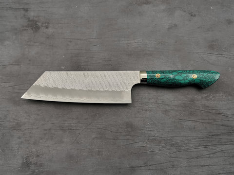 Nigara Hamono SG2 Tsuchime Kiritsuke Nakiri with Green Turquoise Handle