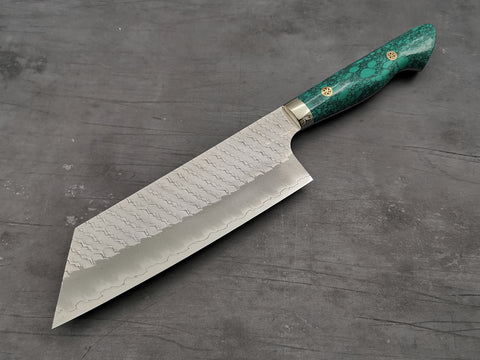 Nigara Hamono SG2 Tsuchime Kiritsuke Nakiri with Green Turquoise Handle