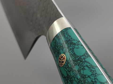 Nigara Hamono SG2 Tsuchime Kiritsuke Nakiri with Green Turquoise Handle