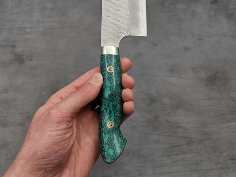 Nigara Hamono SG2 Tsuchime Kiritsuke Nakiri with Green Turquoise Handle