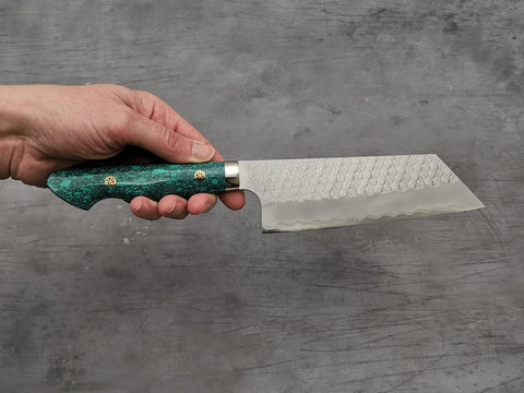 Nigara Hamono SG2 Tsuchime Kiritsuke Nakiri with Green Turquoise Handle