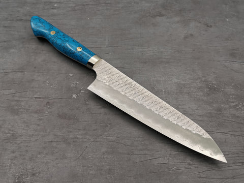 Nigara Hamono SG2 Tsuchime Gyuto 210mm with Turquoise Handle